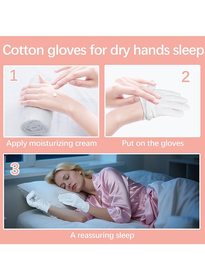 12Pairs White Cotton Gloves for Dry Hands Sleeping, Men&Women Soft Sleep Gloves for Eczema and Moisturizing Overnight, Stretchable SPA Glove Costume for Coin Jewelry Inspection, Art handling - Image 4
