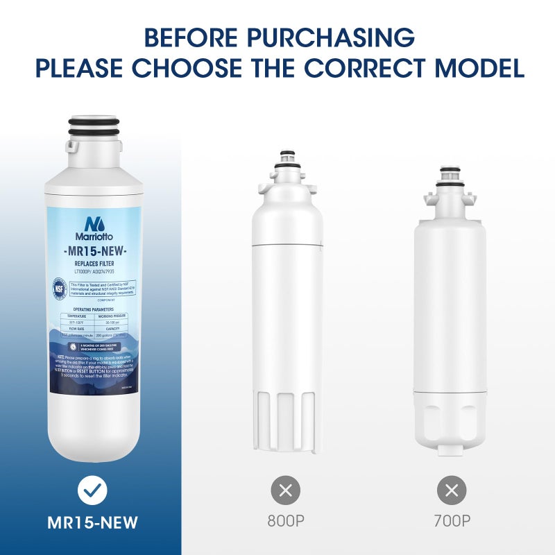 Marriotto Water Filter Lt1000Pc Replacement For Refrigerator And Lt120F Adq73334008 Fresh Air Filter Compatible With Lt1000P/Pc/Pcs Lt1000Pc Lt-1000Pc Mdj64844601 Adq747935 Adq74793504 - Image 3