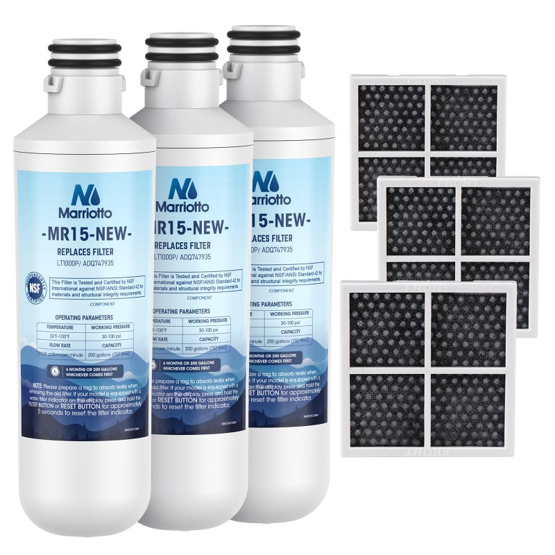 Marriotto Water Filter Lt1000Pc Replacement For Refrigerator And Lt120F Adq73334008 Fresh Air Filter Compatible With Lt1000P/Pc/Pcs Lt1000Pc Lt-1000Pc Mdj64844601 Adq747935 Adq74793504 - Image 1
