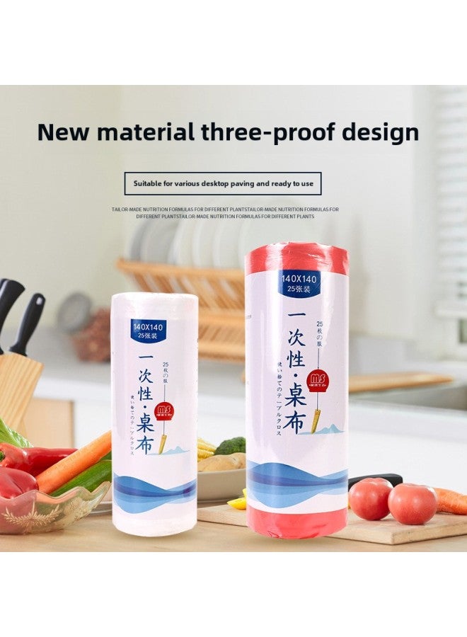 Disposable Tablecloth Roll-mounted Point-cut Tablecloth Household Kitchen Restaurant Hotel Wedding Banquet Oil-proof Drain-proof Printing-Specifications:180*180*20 (red) - Image 1