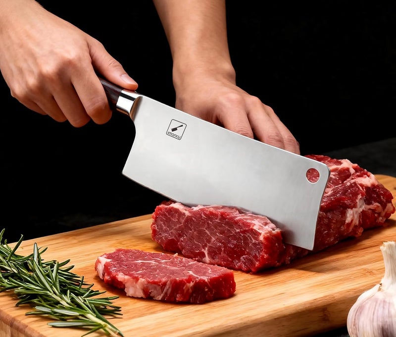 imarku Meat Cleaver 7 Inch, Razor Sharp Japanese High Carbon Steel Vegetable Cleaver Knife, Multipurpose Kitchen Chopper Butcher Knife for Home Kitchen & Restaurant, Ergonomic, Gifts for Men and Women - Image 2