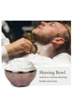 Linkidea Linkidea Ceramics Shaving Bowl, Hand-Made Natural Irregular Glaze Flow Wet Shaving Soap Bowl, Exquisite Fine Gentleman's Shaving Bowl Gift for Men(Purple)  - Image 2