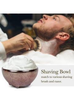 Linkidea Linkidea Ceramics Shaving Bowl, Hand-Made Natural Irregular Glaze Flow Wet Shaving Soap Bowl, Exquisite Fine Gentleman's Shaving Bowl Gift for Men(Purple)  - Image 4