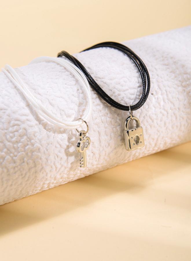 Take Two Pack of 2 - Black and White key and Lock Charms Bracelets - Image 4