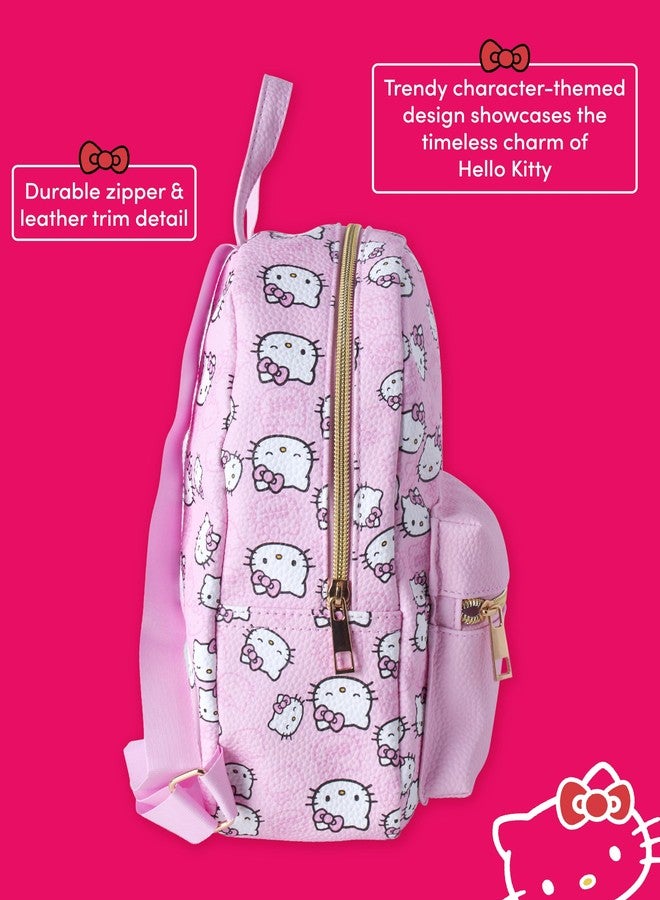 فاست فوروورد حقيبة ظهر صغيرة للبنات من فاست فورورد - حقيبة هيلو كيتي من الجلد الصناعي للبنات - حقيبة كتب مدرسية مقاس 12 بوصة للمرحلة الابتدائية ورياض الأطفال، مقاس واحد، لون وردي فاتح هيلو كيتي - Image 5