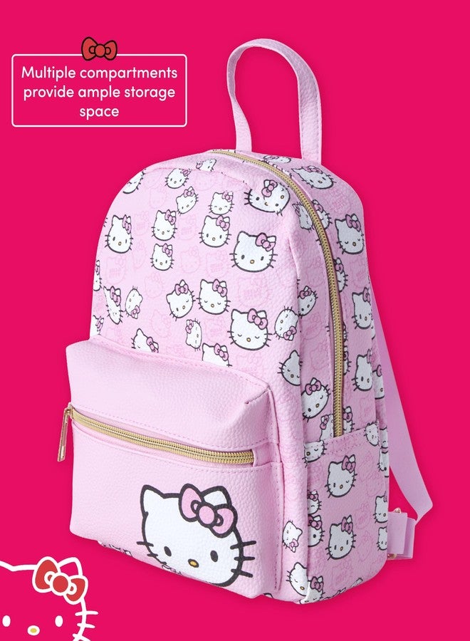 فاست فوروورد حقيبة ظهر صغيرة للبنات من فاست فورورد - حقيبة هيلو كيتي من الجلد الصناعي للبنات - حقيبة كتب مدرسية مقاس 12 بوصة للمرحلة الابتدائية ورياض الأطفال، مقاس واحد، لون وردي فاتح هيلو كيتي - Image 3