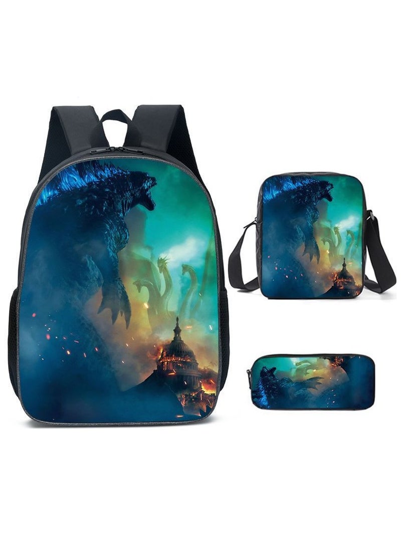 Godzilla New Godzilla Student Backpack Three-piece Set 29*16*42cm