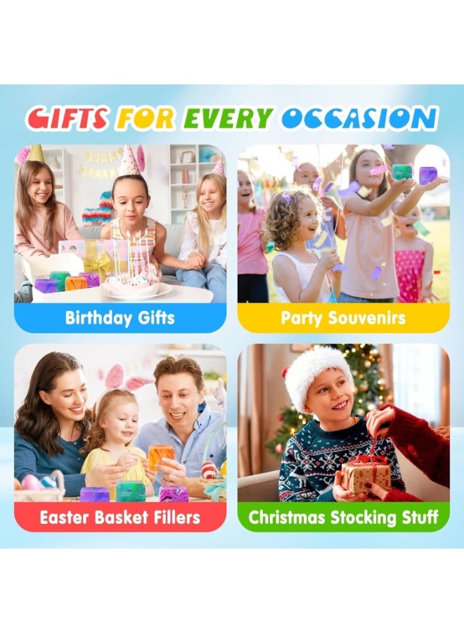 Gigglejoy Fidget Cube Squishy Toys , Squeeze Stress Balls for Kids, Adults Squishies Anxiety Relief Maltose Ball, Ice Squishys Sugar Sensory Toy for ADHD Autism, Novel Design Colorful Fidgets Cubes - Image 3