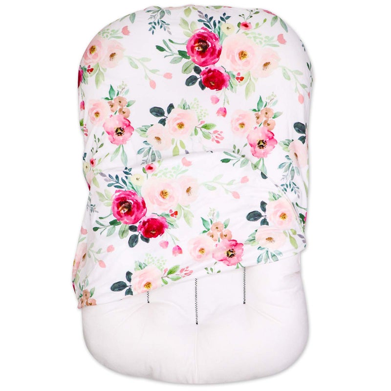 TANOFAR Baby Lounger Cover, Newborn Lounger Cover for Girls, Removable Nest Slipcover, Soft Comfortable, Machine Washable, Flower - Image 1