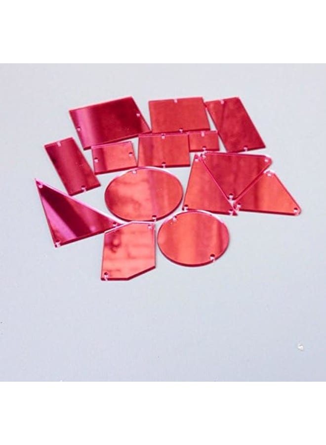 50pcs Rose Red Sewing on Mirror Rhinestones, DIY Acrylic Mirrored Beads for Costume Evening Dresses Cloth Garment Decoration  - Image 3