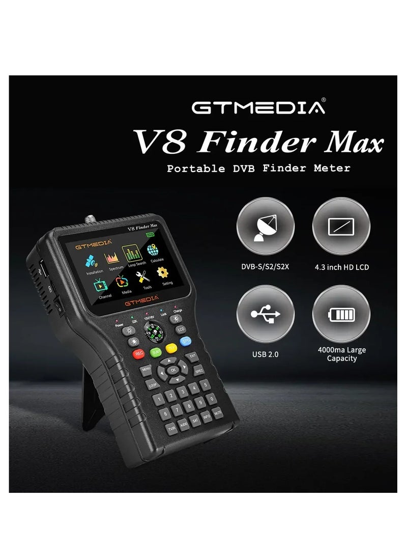 GT Media - GTMEDIA V8 Finder Max Satellite TV Finder Meter 4.3'' LCD DVB-S/S2/S2X H.265 Better Then V8 Finder 2 Pro2 V7 S5X SATLINK WS-6933 - Image 1