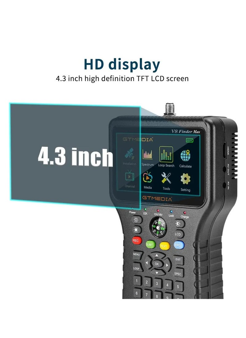 GT Media - GTMEDIA V8 Finder Max Satellite TV Finder Meter 4.3'' LCD DVB-S/S2/S2X H.265 Better Then V8 Finder 2 Pro2 V7 S5X SATLINK WS-6933 - Image 1