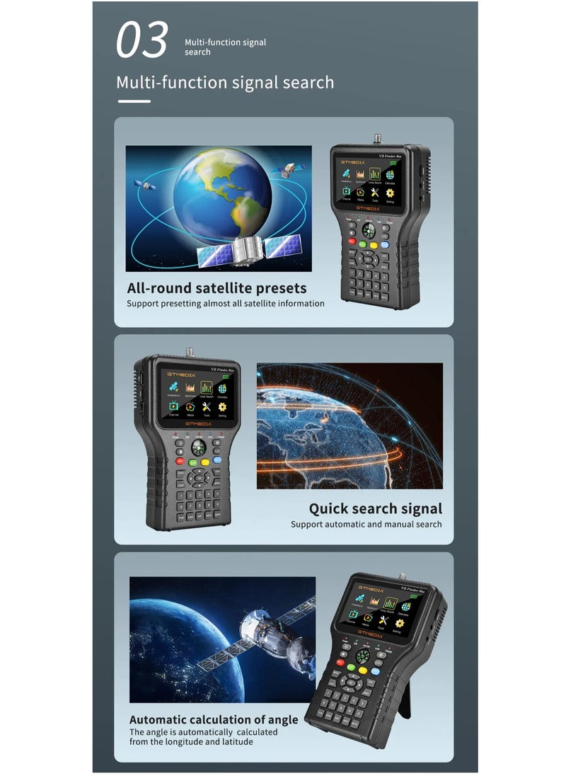 GT Media - GTMEDIA V8 Finder Max Satellite TV Finder Meter 4.3'' LCD DVB-S/S2/S2X H.265 Better Then V8 Finder 2 Pro2 V7 S5X SATLINK WS-6933 - Image 1