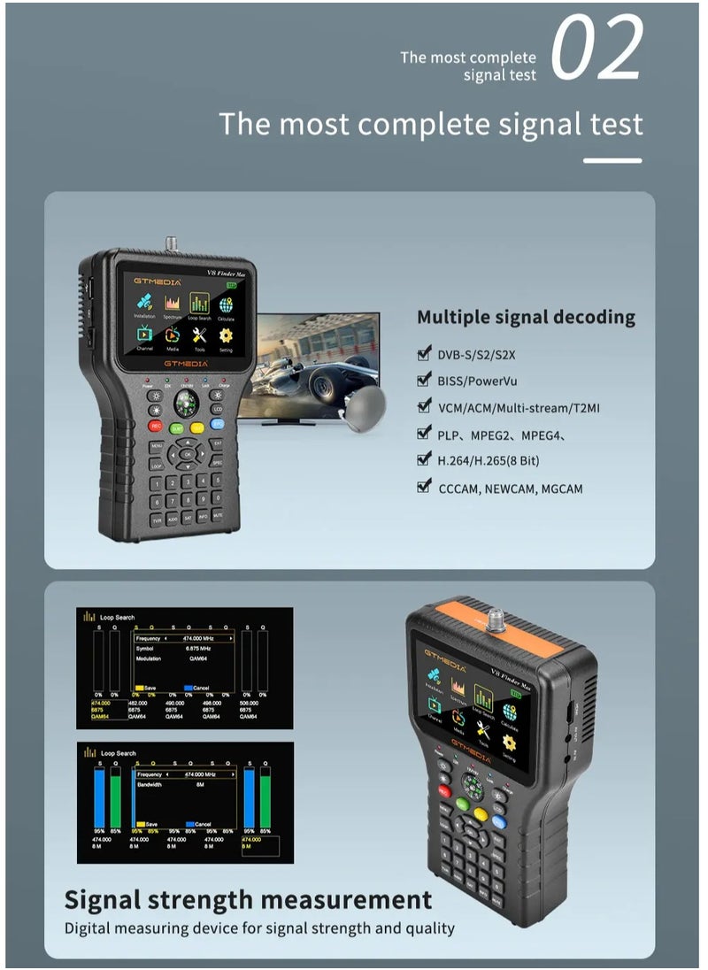 GT Media - GTMEDIA V8 Finder Max Satellite TV Finder Meter 4.3'' LCD DVB-S/S2/S2X H.265 Better Then V8 Finder 2 Pro2 V7 S5X SATLINK WS-6933 - Image 1