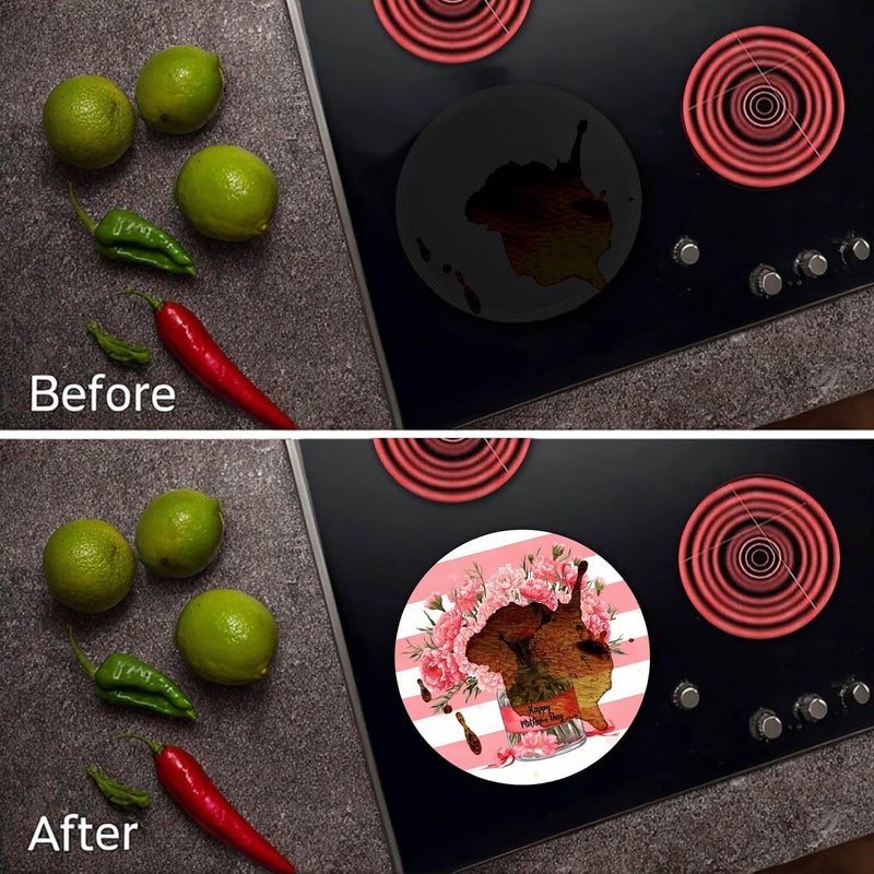 Aihonmin Happy Mother's Day Stove Covers Set of 4 Metal 8 Inch and 10 Inch Best Mom Kitchen Stove Decor Kitchen Home Decoration Great Mother Electric Stove Burner Covers Range Kitchen Decorations - Image 5