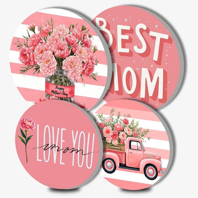 Aihonmin Happy Mother's Day Stove Covers Set of 4 Metal 8 Inch and 10 Inch Best Mom Kitchen Stove Decor Kitchen Home Decoration Great Mother Electric Stove Burner Covers Range Kitchen Decorations - Image 1