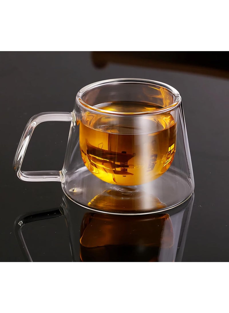 Double Layers Coffee Mug With Handle Heat Insulation Drinking Cup Transparent  - Image 3