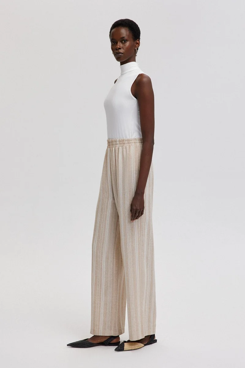 توتشي Elastic Waist Striped Trousers