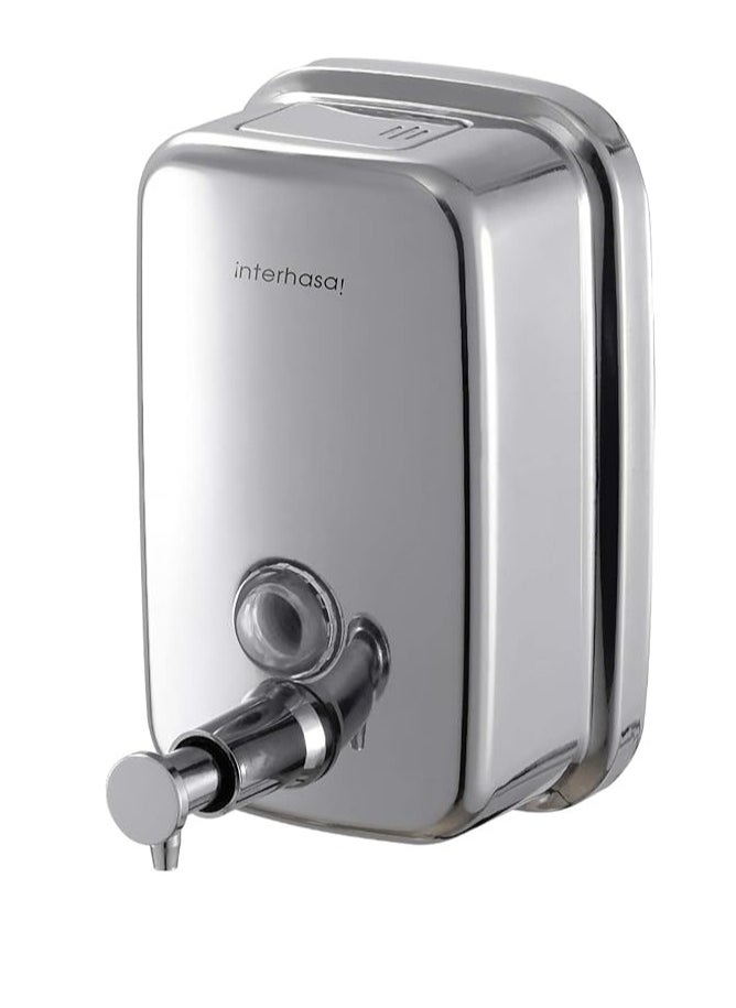 Sundex - Manual Soap Dispenser, Commercial Stainless Steel Wall Mounted Hand Soap Dispenser for Bathroom Kitchen 800ml, Sliver - Image 1