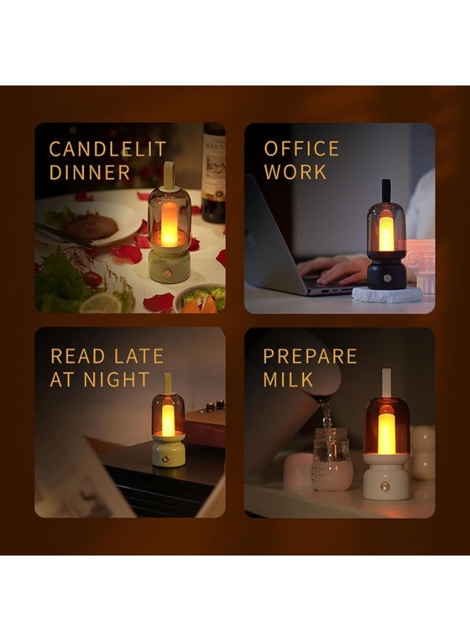 SYOSI Portable Retro Table Lamp, LED Sleep Night Light, Cordless USB Rechargeable Desk Lamp for Indoor Bedroom, Outdoor Camping, Restaurant, Bar, Coffee Shop Decor, 10-Hour Runtime Mini Lantern (White) - Image 5