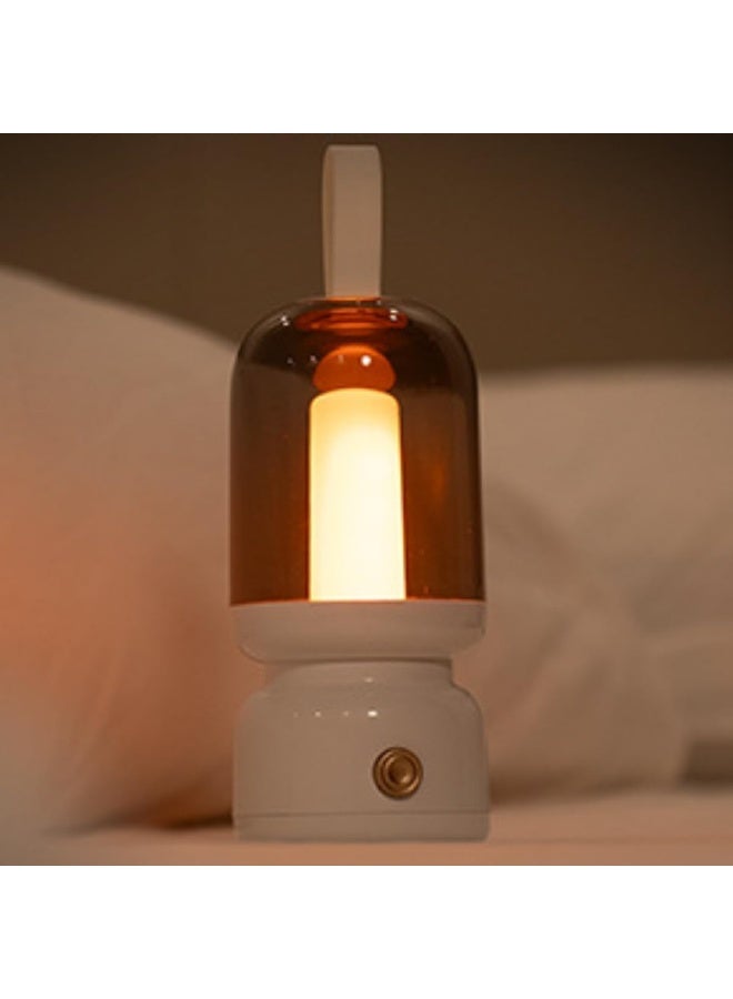 SYOSI Portable Retro Table Lamp, LED Sleep Night Light, Cordless USB Rechargeable Desk Lamp for Indoor Bedroom, Outdoor Camping, Restaurant, Bar, Coffee Shop Decor, 10-Hour Runtime Mini Lantern (White) - Image 1