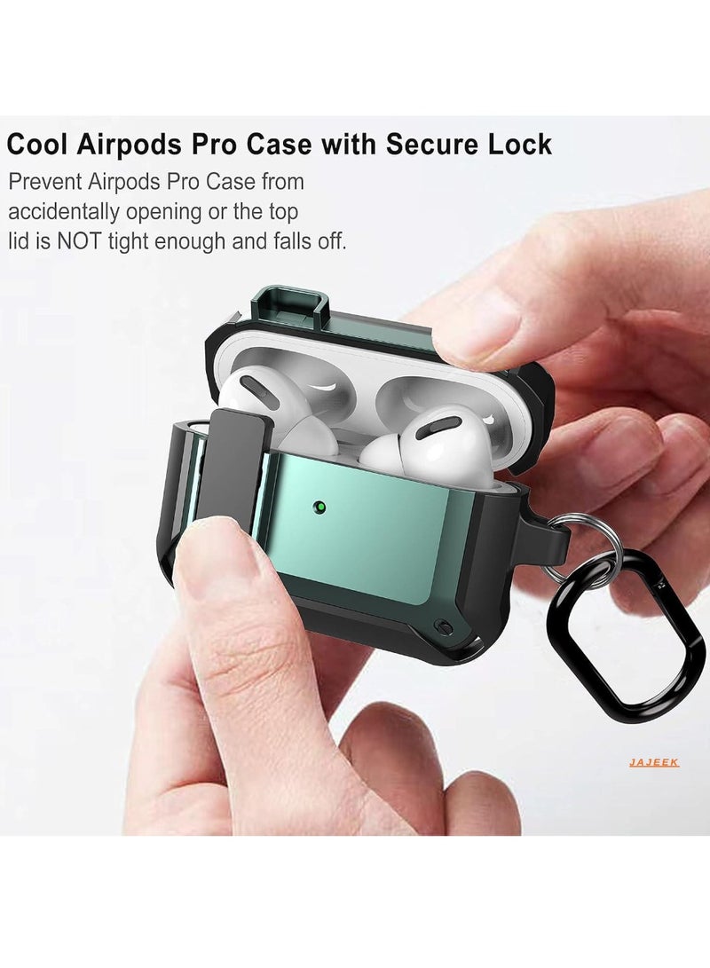 JAJEEK Upgraded [Secure Lock] Armor AirPods Pro Case – Durable Shockproof Protective Cover for Apple AirPods Pro, Sleek Wireless Earbuds Case with Keychain Clip, Stylish and Secure for Men & Women - Image 2
