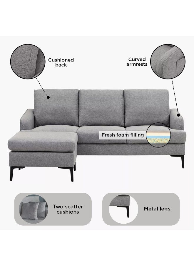 Prime NXT 3-Seater Reversible Fabric Corner Sofa with 2 Cushions and Side Pocket