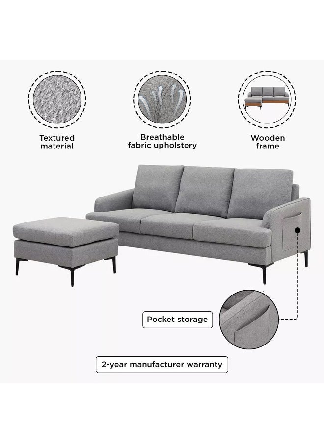 Prime NXT 3-Seater Reversible Fabric Corner Sofa with 2 Cushions and Side Pocket