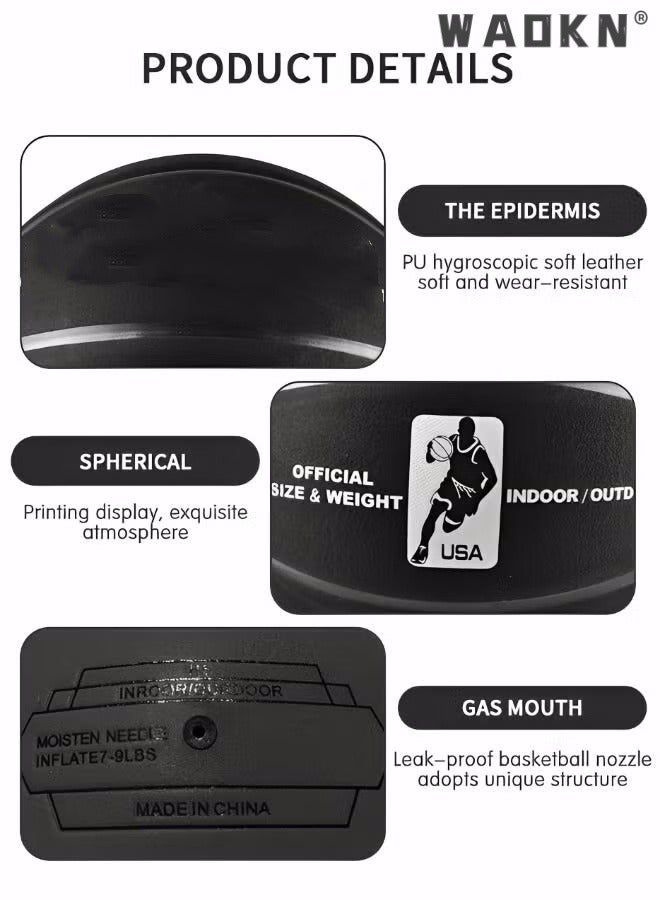 WAOKN Basketball 29.5" Standard Offical Size 7 Indoor Outdoor Basketball ,Basketball Standard Offical Indoor Outdoor Basketball Leather Game Basketball Game Training Universal Outdoor Sports Goods - Image 3