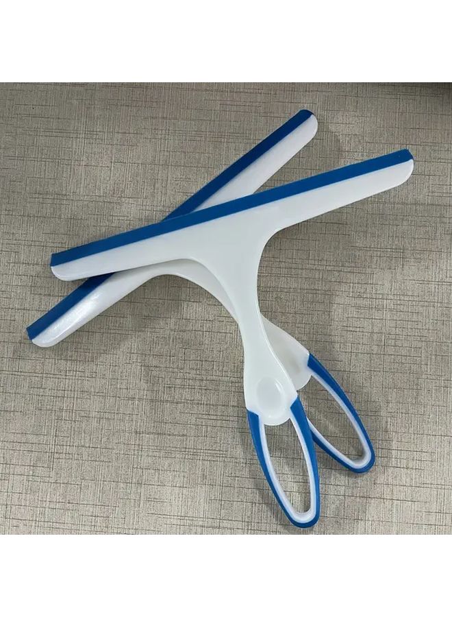 2pcs Blue Shower Window Scraper Glass Water Remover Cleaning Tool for Bathroom Car - Image 1
