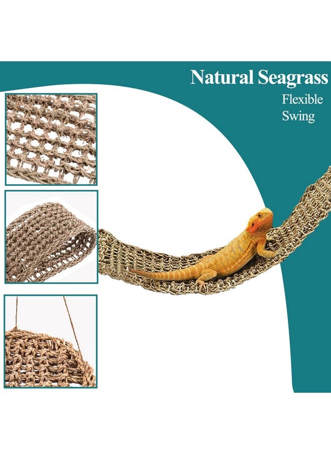 HERCOCCI - HERCOCCI Bearded Dragon Tank Accessories, Reptile Hammock Natural Seagrass Fiber Habitat Decor Flexible Vines Terrarium Toys for Climbing, for Anole Bearded Dragon Lizard Gecko - Image 1