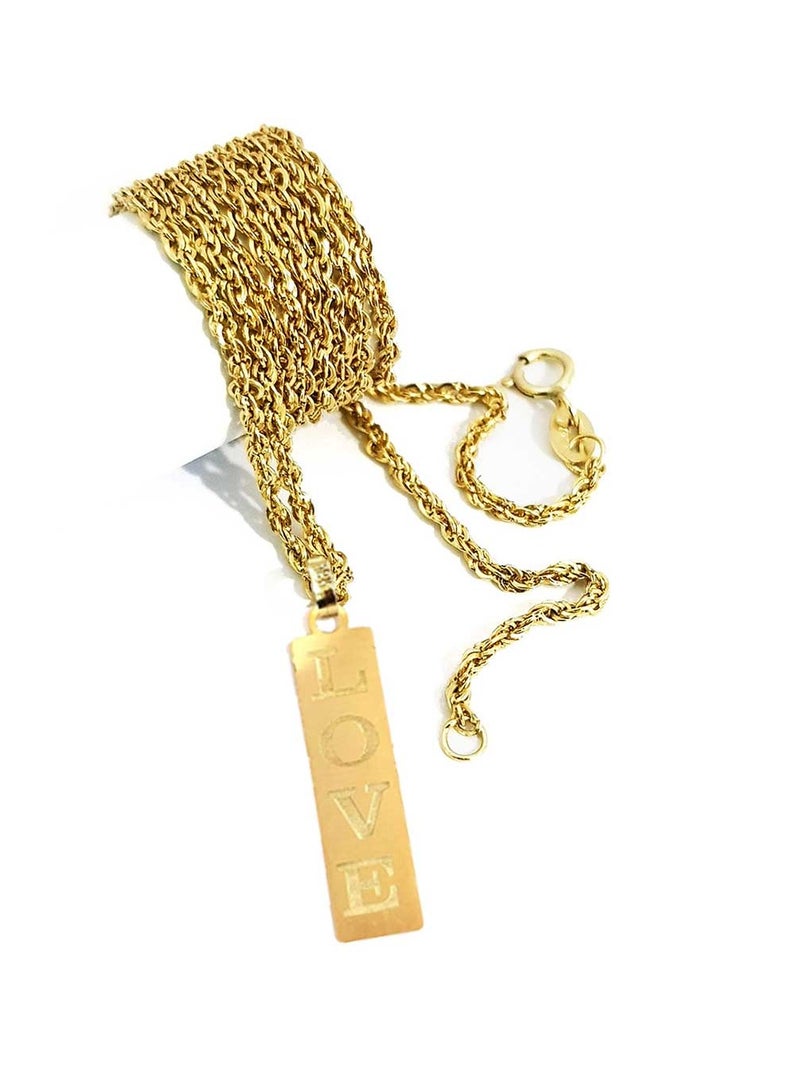 Hamsa.ae 18K Pure Gold Flat Bar Necklace For Women - Image 5