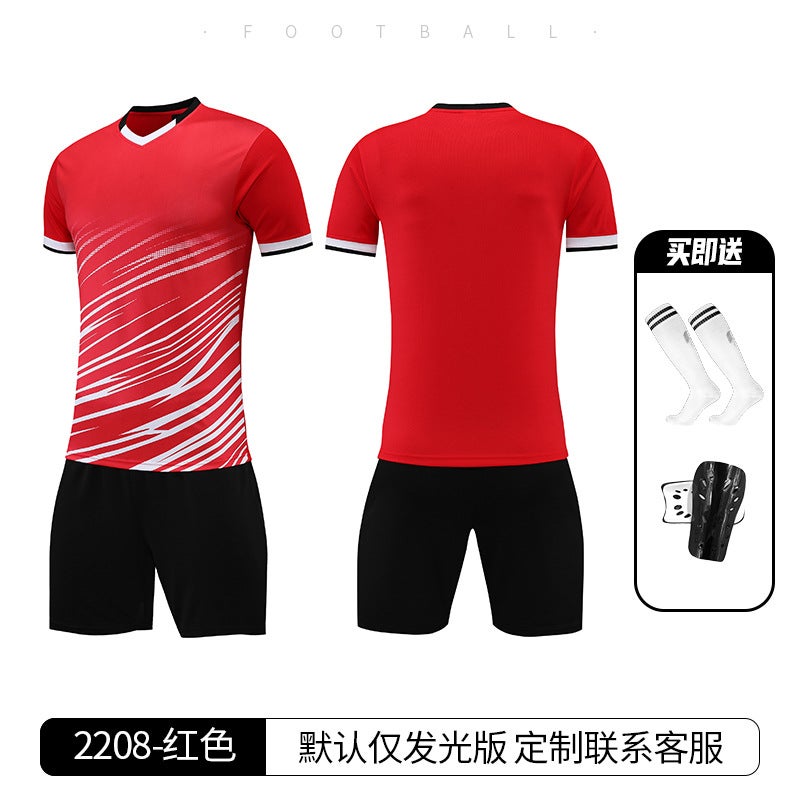 Generic Childrens Thin Game Football Suit suit Campus Male Coach Running Sports Jersey Womens Outdoor Tennis Suit T-shirt 2208-Red (Socks Shingers)