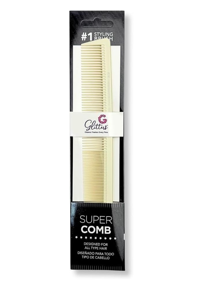 Glitters Professional Hair Styling Comb Set - 3 Piece Detangling and Styling Combs in Turquoise, Beige, and Pink - Image 1