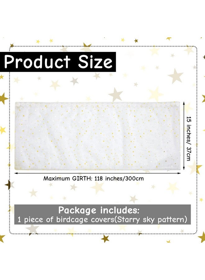 Shappy Large Bird Cage Cover Birdcage Nylon Mesh Net Cover Seed Feather Catcher Twinkle Star Universal Birdcage Cover Bird Seed Guard Skirt for Parakeet Macaw African Square Cage (White)  - Image 2