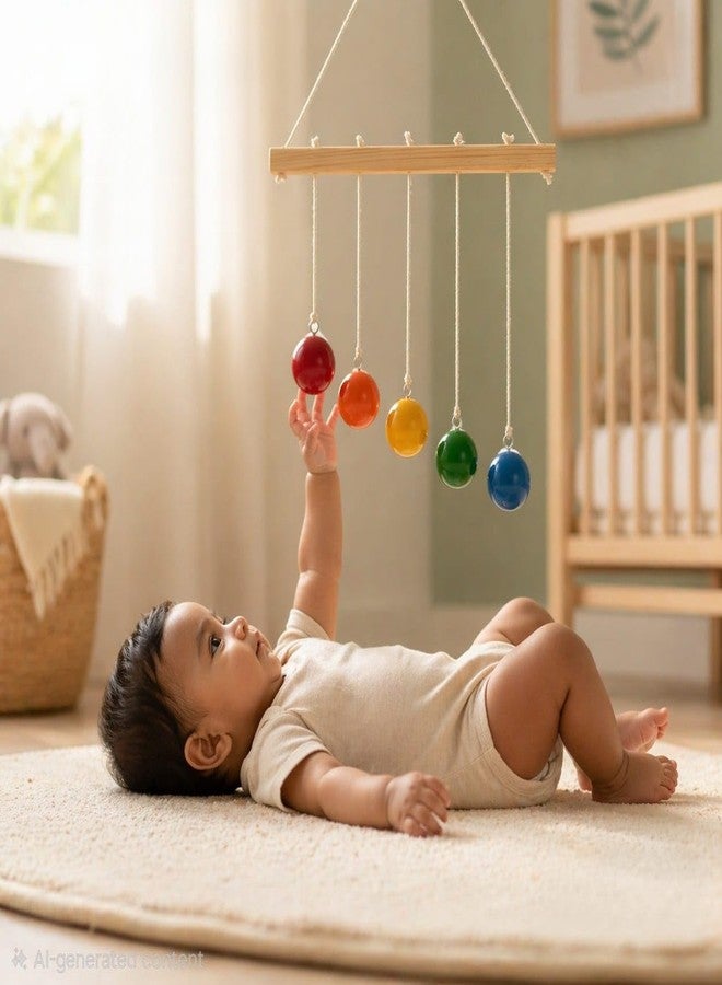 BrainyTots Montessori Hanging Balls for Babies 0-6 Months | Wooden Hang & Hit Height Balls Baby Toy for Sensory Development, Reaching and Grasping Skills, Rainbow Color Nursery Toy for Newborns - Image 1