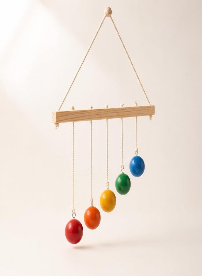 BrainyTots Montessori Hanging Balls for Babies 0-6 Months | Wooden Hang & Hit Height Balls Baby Toy for Sensory Development, Reaching and Grasping Skills, Rainbow Color Nursery Toy for Newborns - Image 2