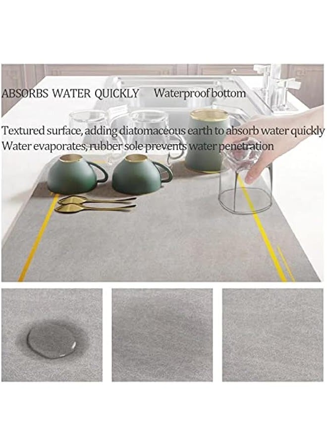 MIXDE Light Grey Kitchen Drying Mat - 20X24 Inch Coffee Maker Pad for Countertops - Image 2
