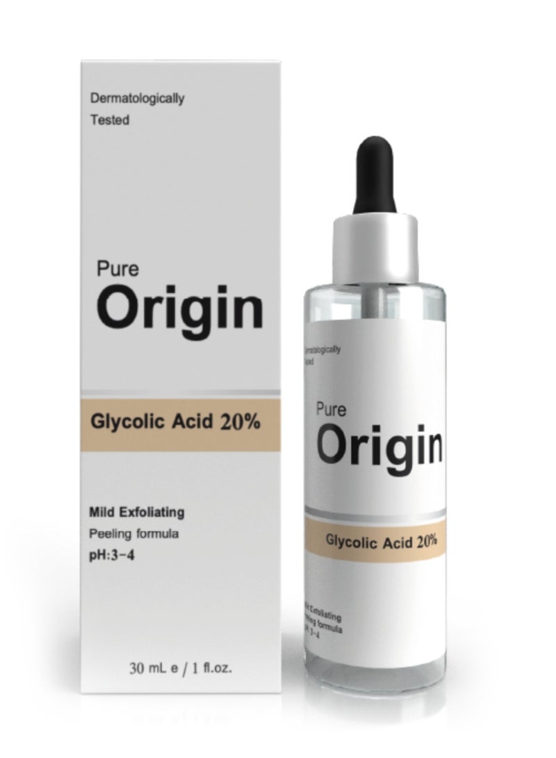 Pure Origin Glycolic Acid 20% Serum 30ml – Advanced Skin Exfoliation & Renewal - Image 1