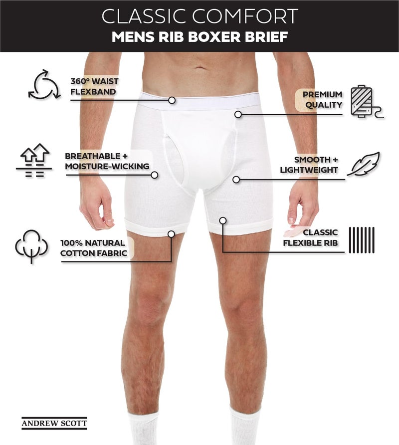Andrew Scott Big & Tall Men's Cotton Boxer Briefs | Multi Packs Colors Underwear Sizes S to 8XL - Image 3