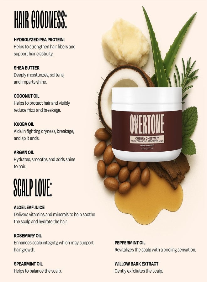Overtone Color Depositing Semi-Permanent Hair Dye Conditioner - 8 oz For Natural & Color-Treated Hair, Moisturizing Shea Butter & Coconut Oil - Vegan & Cruelty-Free, Cherry Chestnut - Image 4
