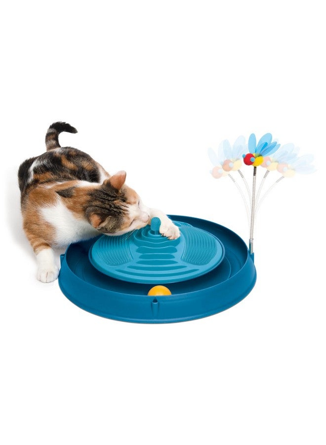Catit Play Circuit Ball Cat Toy with Scratch Pad, Catnip Toy, Blue, 43001 - Image 1