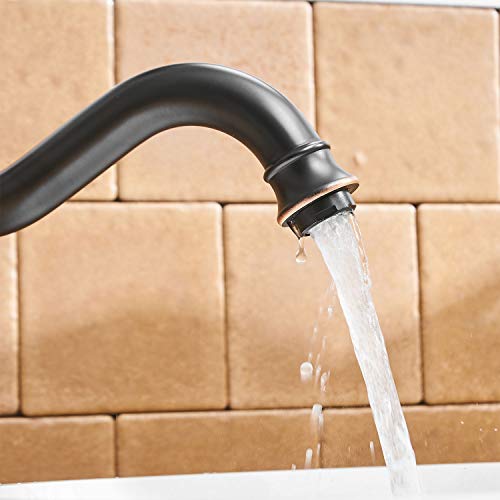 BWE 360° Swivel Bathroom Vessel Sink Faucet Oil Rubbed Bronze Single Handle One Hole Lavatory Mixer Tap with Pop Up Drain Assembly Without Overflow and Supply Line Tap Body - Image 5