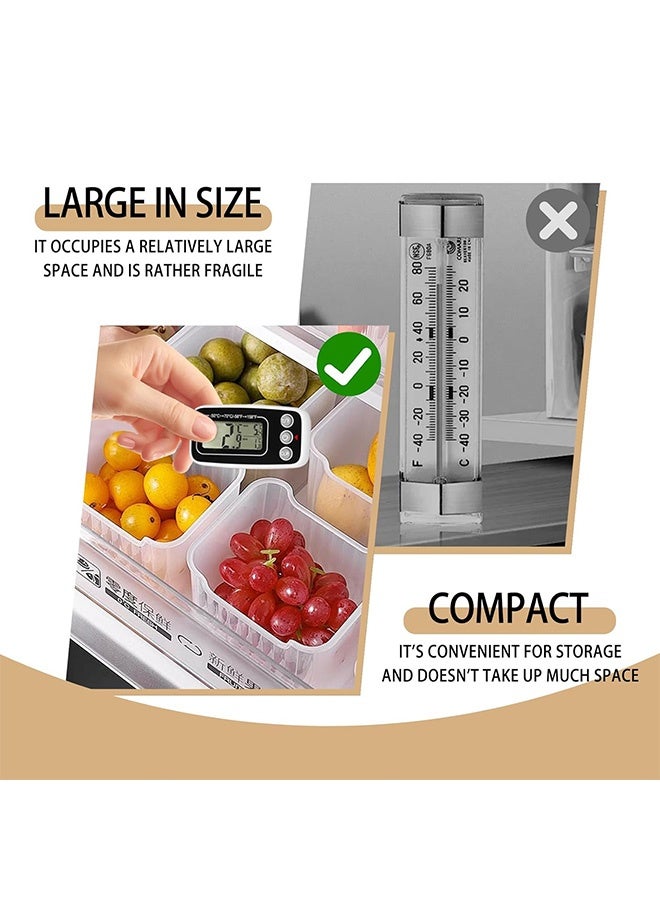 Gecomo Fridge Thermometer, Digital Refrigerator Freezer Thermometer with Clear LCD Display, Waterproof Large LCD Display Max/Min Record Function (White) - Image 4