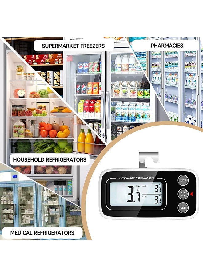 Gecomo Fridge Thermometer, Digital Refrigerator Freezer Thermometer with Clear LCD Display, Waterproof Large LCD Display Max/Min Record Function (White) - Image 5