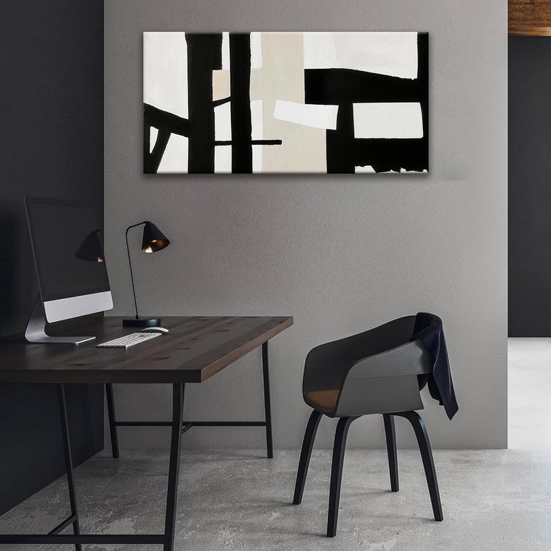 ARS Abstract Black And White Wall Art Painting Canvas Art Wall Decor Decorations Grey White Wall Art Office Home Wall Decor Canvas Picture Artwork For Bedroom Kitchen - Image 3