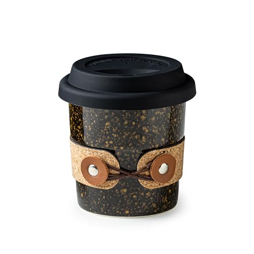 Cormomu Travel Coffee Mug, Ceramic Coffee Tumbler with Lid, Porcelain Tea Mug, Reusable Camp Cups, Microwave & Dishwasher Safe, Modern Style, Gifts for Men and Women, 8.5oz - Image 1