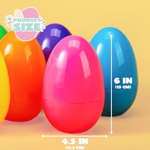 JOYIN 18 Pcs Large Easter Eggs 6 Inches Jumbo Plastic Eggs Fillable for Easter Themed Hunt Colorful Basket Stuffers Fillers Filling Treats Party Favor Classroom Prize Supplies - Image 3