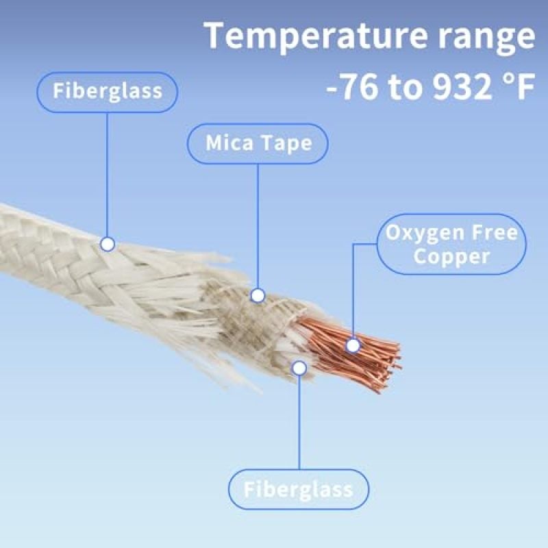 High Temperature Wire 2.5mm² 5m Mica Glass Fiber Cable - Heat Resistant Electrical Cable For Kiln and Oven Wiring - Image 2