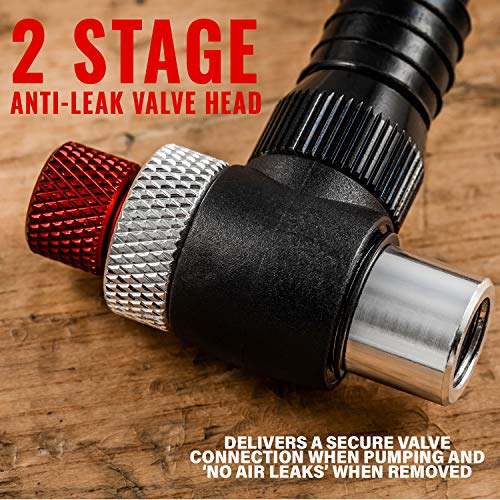PRO BIKE TOOL Shock Pump for Mountain and Road Bikes - High Pressure 300 PSI Bike Shock Pump - Ideal for Front Fork and Rear Suspension Air Shock - No Leak Valve and T-Handle Design - Industrial Gauge - Image 4